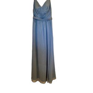 White Vera Wang Dress Size 6 Charmeuse Chiffon Bridesmaid Long Steel Blue READ